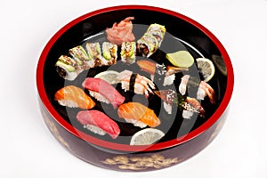 Set of Japanese sushi on a plate