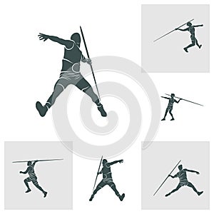 Set of Javelin Thrower vector illustration design. Javelin Thrower logo design Template
