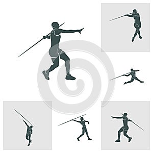 Set of Javelin Thrower vector illustration design. Javelin Thrower logo design Template