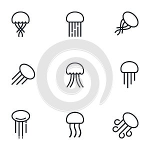 Set of jellyfishs icons.