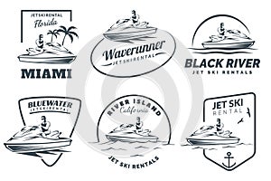 Set of Jet Ski rental logo, badges and emblems. photo