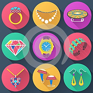 Set of jewelry flat icons