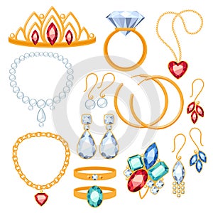 Set of jewelry items.