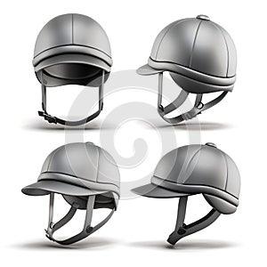 Set of jockey helmet for horseriding on a white background. 3d r