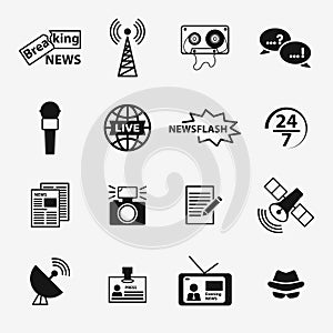 Set of journalism related icons