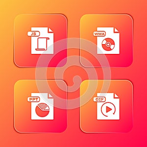 Set JS file document, WMA, PPT and GIF icon. Vector