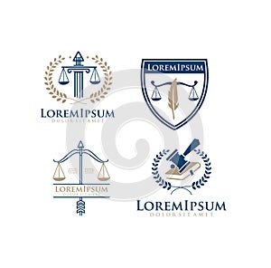 Set Of justice law Logo Template vector illustration design. attorney logo Vector icon