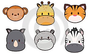 Set of kawaii animal emoticons Vector