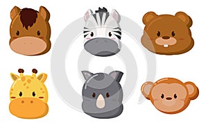 Set of kawaii animal emoticons Vector