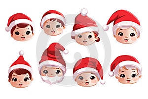 Set of kawaii Christmas Santa Claus babies