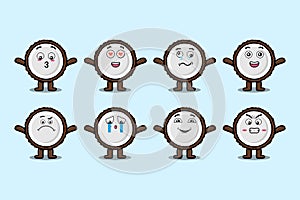 Set kawaii Coconut cartoon different expressions