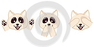 Set of kawaii doodle dogs, cute domestic animal, lovely cartoon drawing pet, editable vector illustration for kids decoration,