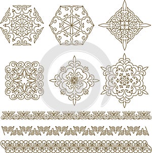 Set Kazakh Asian ornaments and patterns.