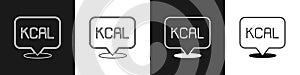 Set Kcal icon isolated on isolated on black and white background. Health food. Vector