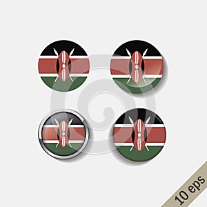 Set of KENYA flags round badges