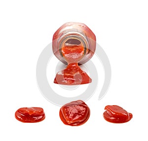 Set of ketchup splash or tomato sauce blobs isolated