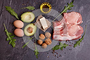 A set of keto diet products.