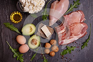 A set of keto diet products.