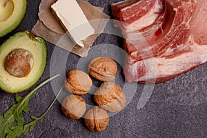 A set of keto diet products.