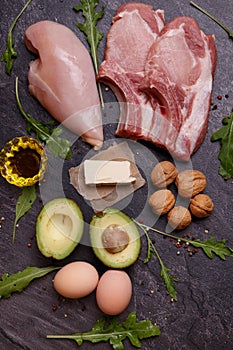 A set of keto diet products.