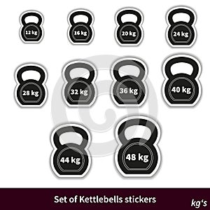 Set of Kettlebells stickers (kg's)