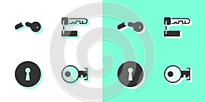 Set Key, Broken key, Keyhole and Marked icon. Vector