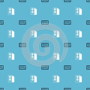 Set Keyboard and Case of computer on seamless pattern. Vector