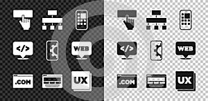 Set Keyboard, Site map, Mobile Apps, UI or UX design, Front end development and Web icon. Vector