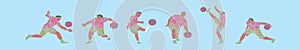 Set of kickball cartoon icon design template with various models. vector illustration isolated on blue background