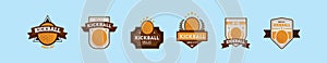 set of kickball logo cartoon icon design template with various models. vector illustration isolated on blue background