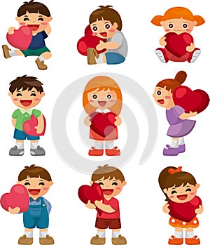 Set of kid hug heart