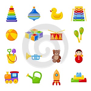 Set of kid toys, vector illustration