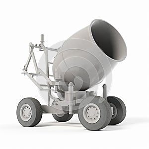 set of kids construction tools ,machines, white background , cement mixer, crane, tractor, caterpillar, bulldozer, created with ai