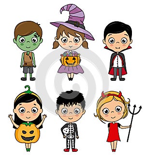Set kids costumes halloween