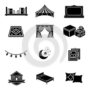 Set of kids decorative elements vector Icon on white