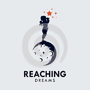 Set of Kids Reach Dreams logo with Moon symbol