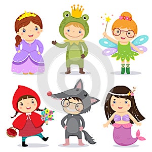 Set of kids wearing in fairy tale theme