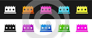 Set King crown icon isolated on black and white background. Vector