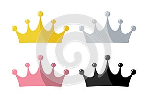Set king crown vector icon on white