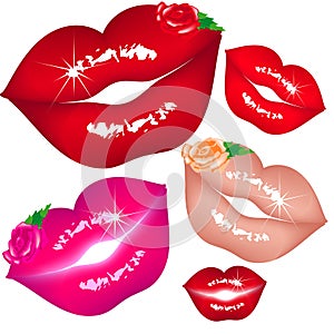 Set kiss lips