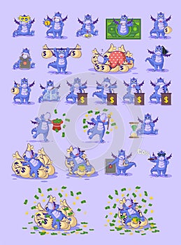 Set kit collection dragon sticker emoticon