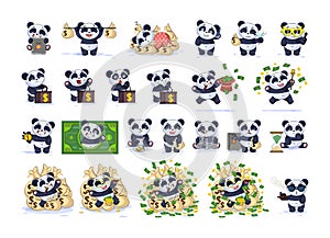 Set kit collection Emoji character cartoon panda