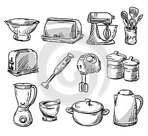 Set of kitchen appliance. Household utensils