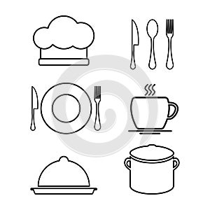 Set of kitchen icons. Cafe-themed vector illustration design isolated