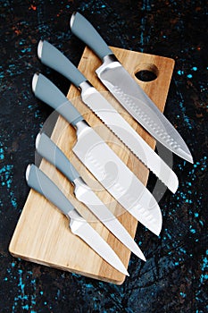 Set of kitchen knives