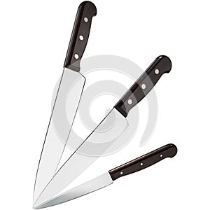 Set of kitchen knives