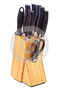 Set of kitchen knives and scissors