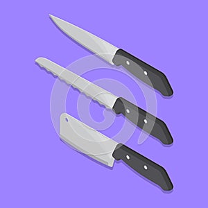 A set of kitchen knives
