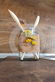 set of kitchen spatulas in the interior of the kitchen