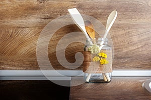 set of kitchen spatulas in the interior of the kitchen